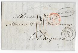 DANEMARK / PRUSSE - 1846 - LETTRE De ELSENEUR Avec MARQUE ALLEMANDE De MINDEN => ANGERS - ENTREE Par GIVET - - ...-1851 Prephilately