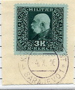 BOSNIA & HERZEGOVINA 1916 Franz Joseph 3 Kr. Used On Piece. ANK/Michel 114 - Bosnie-Herzegovine