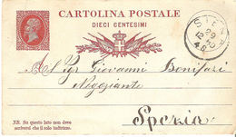 CARTOLINA POSTALE DIECI CENTESIMI Con Obliterazione SIENA 29-12-80 Per La Spezia - Ganzsachen