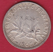 France 1 Franc Semeuse Argent 1906 - Autres & Non Classés