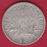 France 1 Franc Semeuse Argent 1906 - Altri & Non Classificati