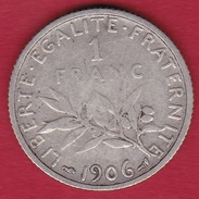 France 1 Franc Semeuse Argent 1906 - Sonstige & Ohne Zuordnung