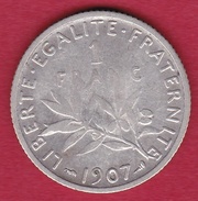 France 1 Franc Semeuse Argent 1907 - Altri & Non Classificati