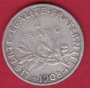 France 1 Franc Semeuse Argent 1908 - Altri & Non Classificati