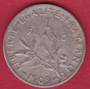 France 1 Franc Semeuse Argent 1909 - Altri & Non Classificati