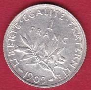 France 1 Franc Semeuse Argent 1909 - Sonstige & Ohne Zuordnung