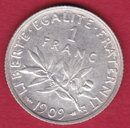 France 1 Franc Semeuse Argent 1909 - Altri & Non Classificati