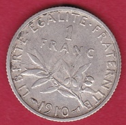France 1 Franc Semeuse Argent 1910 - Other & Unclassified