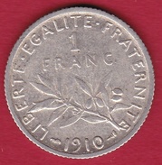 France 1 Franc Semeuse Argent 1910 - Other & Unclassified