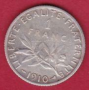 France 1 Franc Semeuse Argent 1910 - Autres & Non Classés