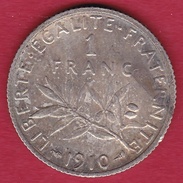 France 1 Franc Semeuse Argent 1910 - Autres & Non Classés