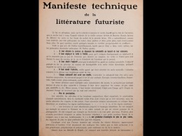 [FUTURISME] F. T. MARINETTI - Manifeste Technique De La - Non Classés