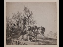 Cornelis CELS - [Paysan Regardant Deux Vaches]. - Sonstige & Ohne Zuordnung