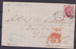 Great Bretain 1871 Cover Franked  3d "via Queens Town" - Marcofilie