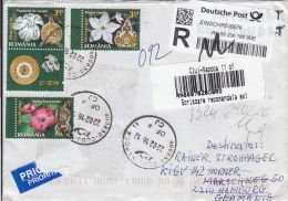 56537- FLOWERS, CLOCKS, STAMP ON REGISTERED COVER, 2016, ROMANIA - Covers & Documents