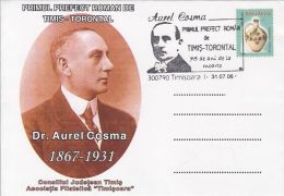56546- AUREL COSMA, FIRST ROMANIAN PREFECT, SPECIAL COVER, 2006, ROMANIA - Cartas & Documentos