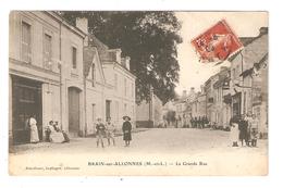 CPA 49 BRAIN Sur ALLONNES La Grande Rue Animation Maisons 1909 - Allonnes