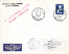 Lettre Timbrèe Oblitération Poste Aérienne 1955 1 ère Liaison Postale Aérienne Alger Tebessa - Poste Aérienne