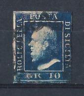 SICILIA 1859) 10 GRANA AZZURRO SCURO USED - Sizilien