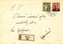 L3476 - Czechoslovakia (1956) Rimov (Postal Stationery: President Antonin Zapotocky (1884-1957)) R-letter - Buste