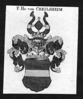 Creilsheim - Creilsheim Crailsheim Wappen Adel Coat Of Arms Heraldry Heraldik Kupferstich - Prints & Engravings