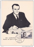 France N°1120 - Léo Lagrange - Carte Maximum - 1950-1959