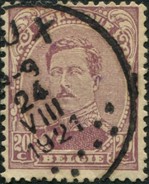 COB  140 -V 5 (o) L De BELGIQUE Relié à La Perle Du Dessous Par Une Tache Blanche - 1901-1930