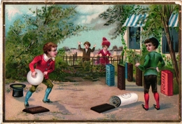 1 Card  Circa 1895 Publicité Advertising Trade Card  Chocolat  Suchard Set °24  BOWLING  Jeu De Boules  Litho - Suchard