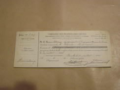 RECU Cie Propriétaires Réunis Assurance Frasnes Lez Couvin 1926 10c Cachet à Timbrer à L' Extraordinaire Marcophilie - Bank En Verzekering