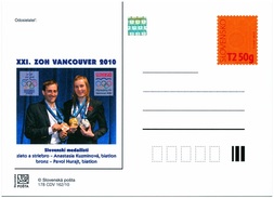 622 SLOVAKIA Prepaid Postal Card-with Imprint XXI. Winter Olympic Games Vancouver 2010 Medalists Kuzminova+Hurajt - Winter 2010: Vancouver
