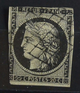 1849 Francia CERES Varieta 20c Usatu Timbro A Griglia (Awei38 - Non Classés