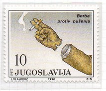PIA  -  YUGOSLAVIA  -  1990  : Lotta Contro IL TABAGISMO -  (YV 2276 ) - Polucion