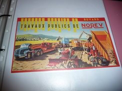 BUVARD Publicitaire  BLOTTING PAPER TRAVAUX PUBLICS CHANTIER NOREV CAMION BENNE PELLETEUSE BULLDOZER - J