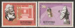 Aitutaki 1977 Mi# 247-248 ** MNH - Cent. Of First Telephone Call By Alexander Graham Bell / Space - Ozeanien
