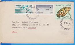 AVION CONCORDE FISH SPORT STAMPS ON COVER  BRAZIL SENT ROMANIA - Cartas & Documentos