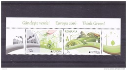 #199  ROMANIA 2016 EUROPA - BIKE, BICYCLE,TRACTOR,THINK GREEN!, FULL SET + LABELS IN PAIR! MNH ** - 2016