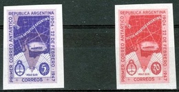 Argentina 1947, 43th Anniversary Of The Argentine Antartic Post, 2val. IMPERFORATED - Neufs