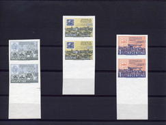 Argentina 1958, 100th Stamp, Stamp On Stamp, Carriage, 3valx2 IMPERFORATED - Neufs