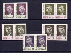 Argentina 1964, J.F.Kennedy, 5val In Pairs, Colour Proofs  IMPERFORATED - Nuevos