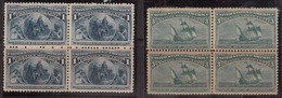 United States 1893 Columbian Expo Issue, Mint No Hinge/mounted, Blocks. Sc# 230, 232 - Unused Stamps