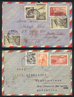 2 Airmail Covers Sent (circa 1949) To Argentina, Nice Postages! - Andere & Zonder Classificatie