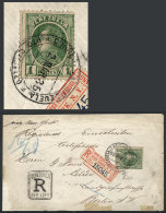 Sc.73, 1880 1B. Green, Franking A Registered Cover Sent From PUERTO CABELLO To Berlin On 2/MAR/1935, The Cover... - Venezuela