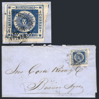 19/MAR/1861 MONTEVIDEO  - Buenos Aires: Folded Cover Franked By Sc.16 (Sun 120c. Blue Thick Figures), With Oval... - Uruguay