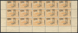 Yvert 113a, 1945 Allied Victory 23c. On 1P.38c., Fantastic Block Of 15 (top Part Of The Sheet), MNH, Very Fresh And... - Uruguay