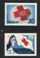 Sc.833, 1972 Red Cross, 2 Unadopted Artist Designs By Angel Medina M., Size Approx. 85 X 60 Mm, Excellent Quality,... - Uruguay