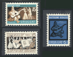 Sc.820, 1972 Poet And Musician Bartolomé Hidalgo, 3 Unadopted Artist Designs By Angel Medina M., Size... - Uruguay