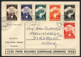 Cover Franked By Sc.B16/B21 (religion) Sent To Netherlands On 1/AU/1935 (first Day Of Issue), Very Fine Quality!... - Suriname