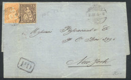 Entire Letter Sent From WÄDENSCHWEIL To New York On 25/JUL/1875 Franked With 25c., Handsome! - Andere & Zonder Classificatie