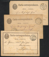 3 Postal Cards Used Between 1874 And 1878, Good Postmarks:  Thun, Schwellbrunn, Steinach, Etc. - Other & Unclassified