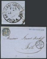 Folded Cover Sent From Geneve To Bale On 20/OC/1864 Franked With 10c., Interesting Cancel On Back: "AMBULANT... - Andere & Zonder Classificatie